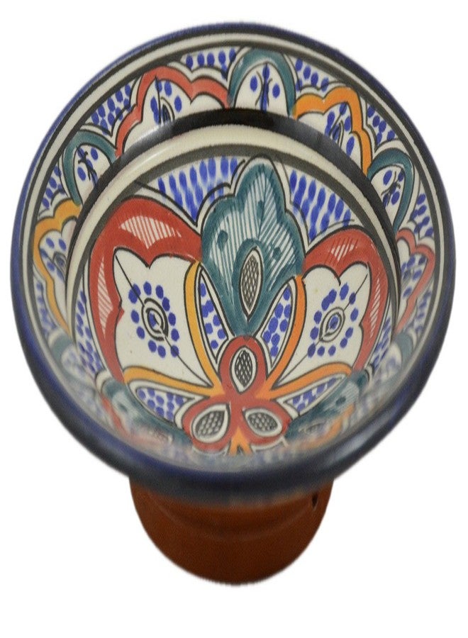 Treasures Of Morocco أطباق سيراميك مغربية فاخرة، مصنوعة يدويًا، لتقديم المقبلات (تاباس)، مزخرفة، دائرية الشكل، 8 بوصات، بألوان قوس قزح. - Image 3